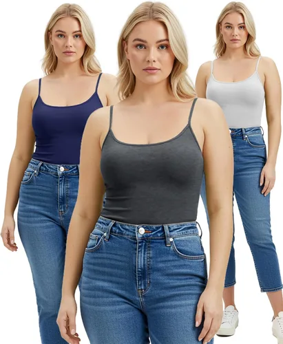 Vista 225 de Emmalise Camisola larga casual básica para mujer, con tirantes ajustables, top en capas