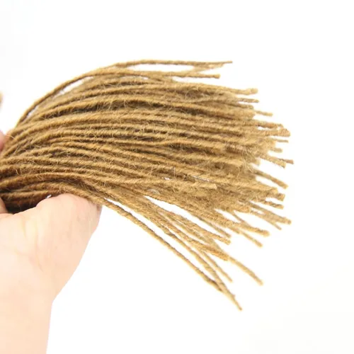 Vista 6 de Minilocs - Extensiones de rastas de 0.1 in, 100 hebras, extensiones de cabello humano rubio miel, marrón, trenzas de ganchillo