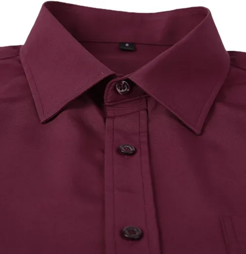 Vista 60 de corfty Camisa de vestir de manga larga para hombre, ajuste regular, elástica, sin arrugas, casual, con botones