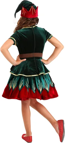 Vista 4 de Deluxe Holiday Elf Costume for Girl's