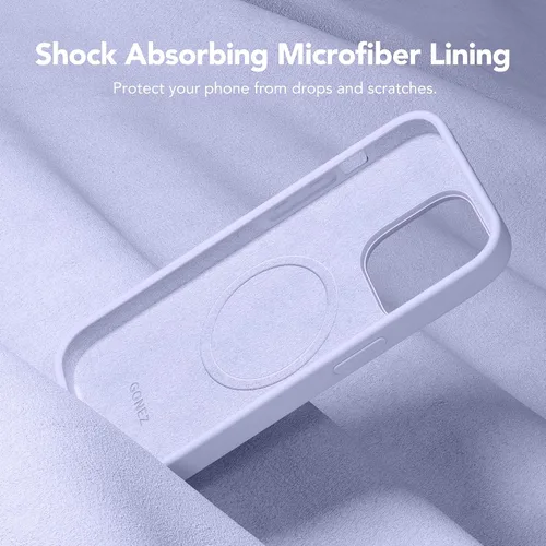 Vista 6 de GONEZ Funda de silicona para iPhone 14 Pro Max, compatible con MagSafe, con protector de pantalla + protector de lente de cámara, silicona líquida a