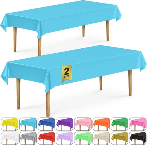 Vista 9 de DecorRack 2 Manteles rectangulares de plástico libres de BPA, 54 x 108 pulgadas, mantel de mesa para comedor, mantel rectangular para fiestas