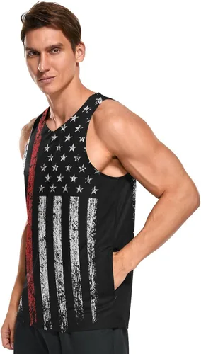 Vista 3 de Camisetas deportivas sin mangas para hombre, de secado rápido, para gimnasio, atletismo, fitness, correr, entrenamiento, playa, sin mangas