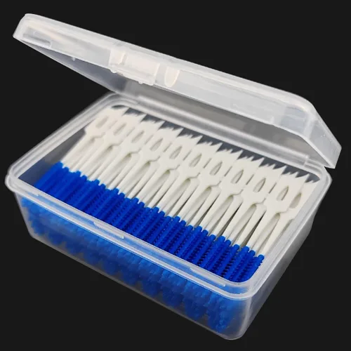 Vista 4 de GXXMEI 250PCS Braces Dental Brush Flosser para limpiador Interdental Cepillo Palillo de dientes Dental Cabeza de hilo dental Higiene Dental Higiene