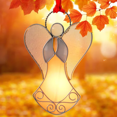 Vista 15 de Atrapasoles de Vidrio Emplomado para Ventanas Colgantes de Ángel Azul Adorno Personalizado de Metal Regalos Decorativos para Mamá Abuela Amiga