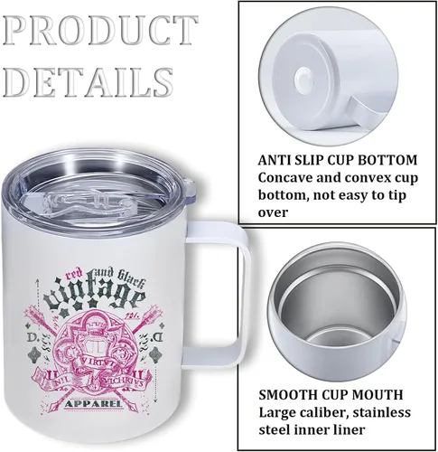 Vista 4 de Taza de café de acero inoxidable aislada por sublimación de 12 onzas con tapa, paquete de 1 unidad, taza de café de viaje al vacío de doble pared