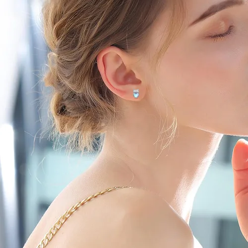 Vista 5 de Aretes de plata de ley 925 con diseño de gato, bonitos aretes de gato con diseño de gatito, joyería de regalo para mujeres y niñas, aretes