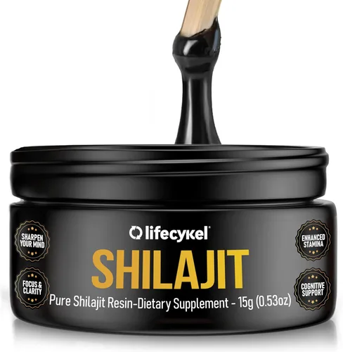 Vista 2 de Lifecykel - Resina Shilajit pura – 0.55 onzas Suplemento Shilajit de cosecha silvestre, rico en minerales para mayor fuerza, probado por terceros