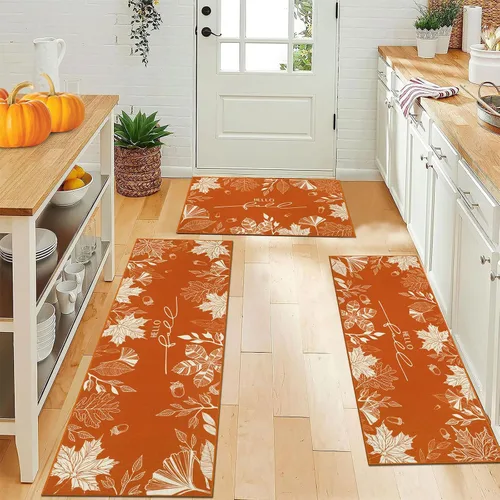 Vista 15 de Juego de 3 tapetes de cocina de Feliz Navidad, alfombras antideslizantes de cocina para invierno y fiestas navideñas Xmas, alfombra cómoda