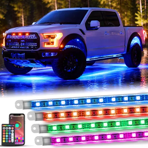 Vista 15 de Nilight 4 Piezas Tiras de Luces de Acento de Neón Underglow de Aluminio 396 LEDs Color de Ensueño Asistencia de Puerta Función Activa de Sonido