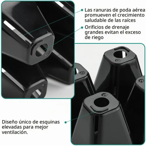 Vista 4 de RooTrimmer Paquete de 40 bandejas reutilizables de 4 celdas para plantas de semillero, bandejas profundas de células grandes con agujeros de drenaje