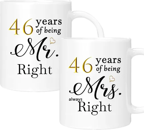Vista 9 de Juego de 2 tazas de café para el 10º aniversario, regalos de boda para parejas, padres, hombres, mujeres, marido, esposa, él, ella, caja de regalo
