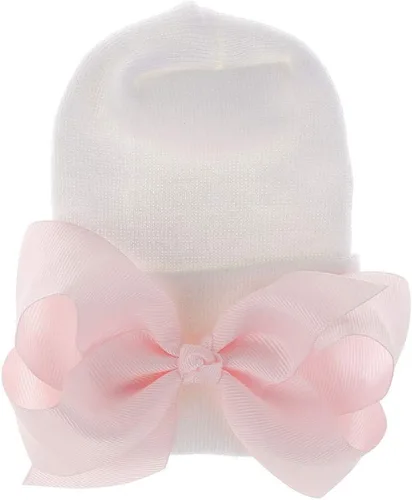Vista 6 de Gorro de hospital para recién nacidos, gorro con lazo suave y lindo nudo para bebé, 0-3 Months