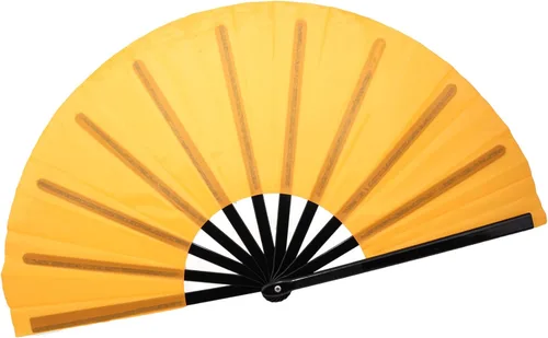 Vista 25 de QIRMIZI Abanico grande plegable para rave – Abanicos de tela de nailon, abanicos retro vintage para kung fu, tai chi, danza, festivales de música