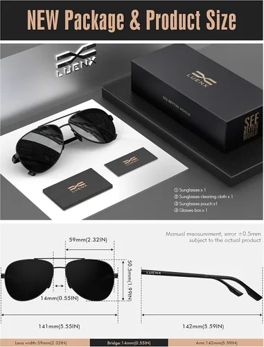 Vista 6 de LUENX - Lentes de sol polarizadas con protección UV 400 para hombre y mujer incluye funda