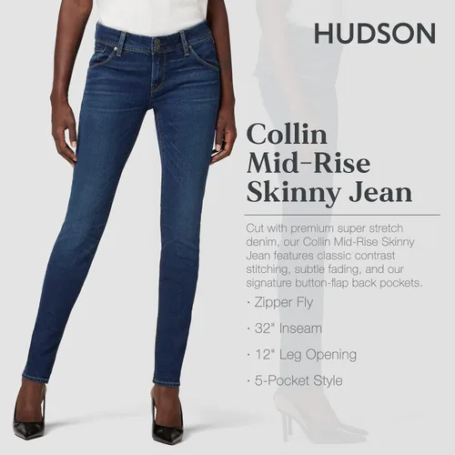 Vista 3 de HUDSON Jeans ajustados de tiro medio para mujer, con bolsillos traseros con solapa