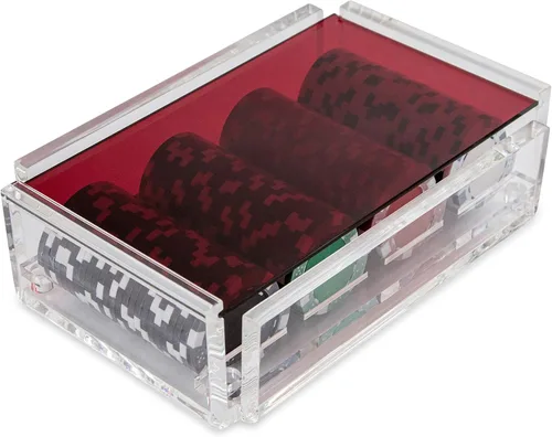 Vista 10 de La Ficha - Juego de fichas de póquer, 100 fichas resistentes y resistentes, incluye 4 fichas de color para jugar, caja de acrílico hecha a mano