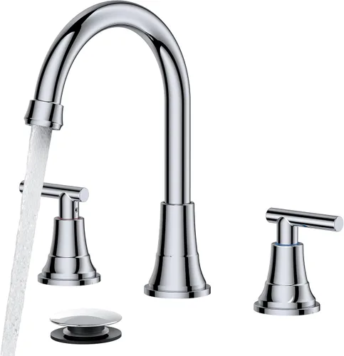 Vista 22 de FORIOUS Juego central de grifos de baño negros y dorados, grifo comercial Negro y dorado