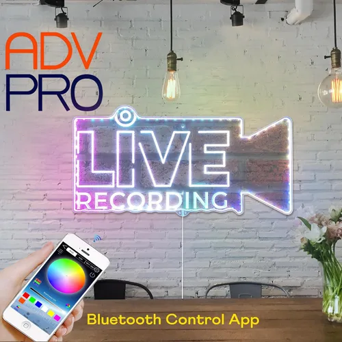 Vista 2 de ADVPRO Grabación en vivo en el aire RGB Dynamic Glam LED Sign - Forma de corte a borde - Decoración de pared inteligente 3D - Iluminación dinámica