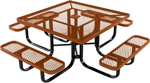 Vista 128 de COATEDOUTDOORFURNITURE Mesa de picnic cuadrada de 46 pulgadas, expandida, color negro