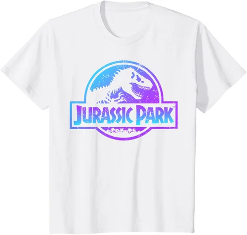 Vista 29 de Jurassic Park Camiseta de manga corta con logotipo Fossil azul y morado Negro