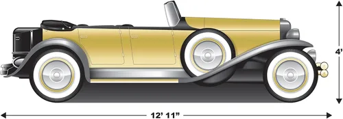 Vista 2 de 1920's 3D Roadster Stand Up Decoración - 12.75' - Oro y Negro