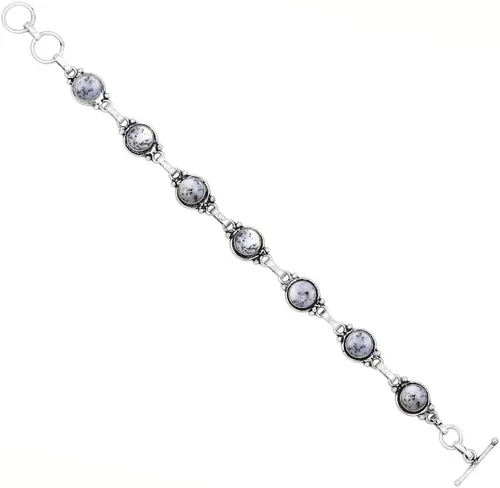 Vista 72 de Round Shape Natural & Synthetic Gemstones Silver Plated Bracelets for Women - Vintage Bohemian Style Handmade Birthstone Adjustable Link Bracelet