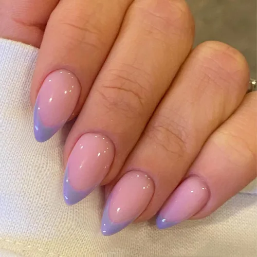 Vista 8 de Uñas postizas a presión con punta francesa negra, uñas cortas de almendra, uñas con pegamento para mujer, uñas acrílicas francesas de gel, uñas