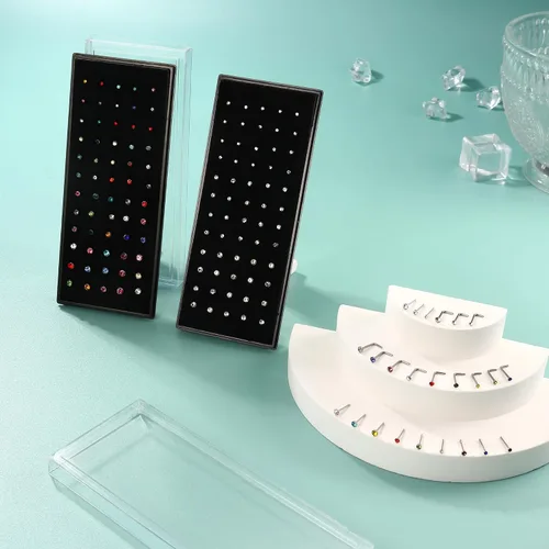 Vista 7 de Thunaraz Pernos Recto en Forma de L de Acero Inoxidable para la Nariz, Joyería para el Cuerpo, 20G-22G, 1.5mm, 2mm, 2.5mm