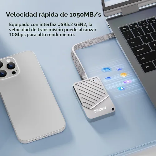 Vista 3 de MAIWO Carcasa magnética 2230 2242 M.2 NVMe SSD USB3.2 GEN2, carcasa externa de lector de unidad de estado sólido para iPhone 17 16 15 Pro Max