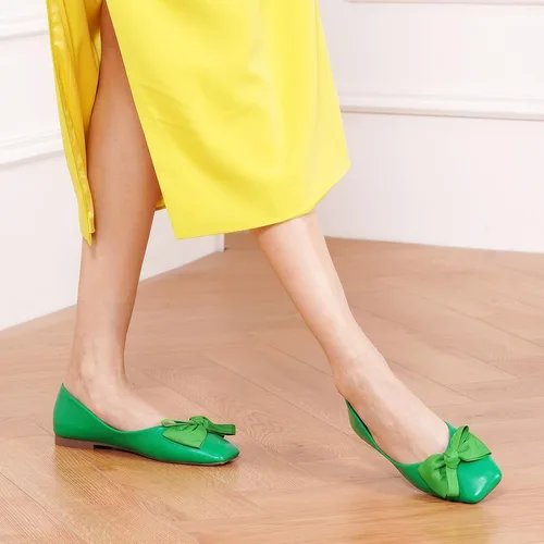 Vista 5 de C.Paravano - Zapatos planos para mujer, punta cuadrada , hechos de cuero, bailarinas sin cordones