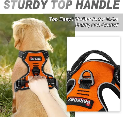 Vista 86 de BARKBAY - Arnés para perro sin tirones con clip frontal, material resistente y reflectante, asa de fácil control para pasear perros grandes