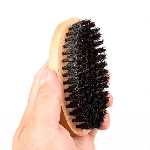 Vista 4 de Soft Boar Bristle Beard Brush for Men Cerdas de jabalí suaves y lisas, estampado de calavera, tamaño de viaje de bolsillo pequeño Cráneo