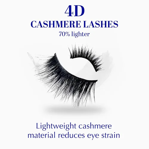 Vista 5 de Extensiones de pestañas postizas naturales de cachemira 4D, autoadhesivas, reutilizables, pestañas largas, de aspecto natural, pestañas esponjosas