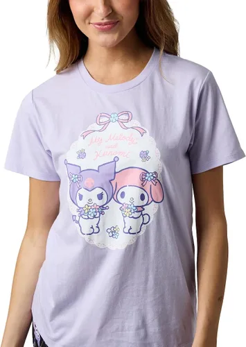 Vista 4 de Bioworld Kuromi & My Melody - Conjunto de ropa de dormir lavanda para mujer