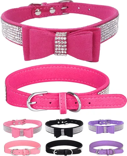 Vista 15 de Bling - Collar de perro para perros pequeños, medianos y grandes, collares de perro con corona de diamantes de imitación para perros hembra y macho