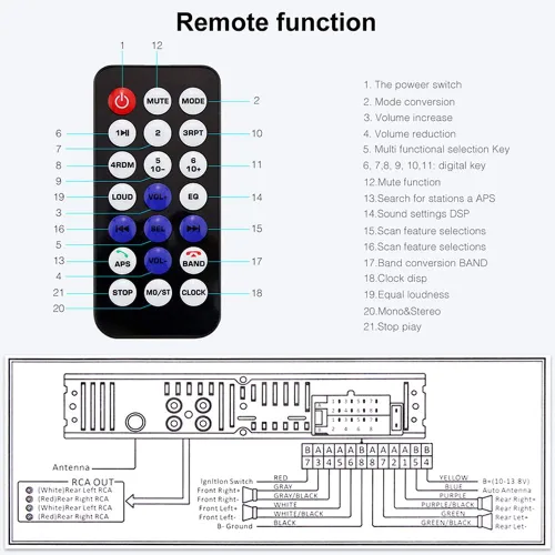 Vista 7 de PolarLander Radio de coche audio USB/SD/MP3 receptor Bluetooth manos libres con control remoto negro 1 DIN