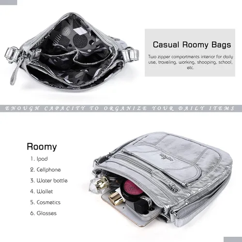 Vista 5 de Angel Kiss Bolsos cruzados para mujer, de piel sintética, con correa ajustable