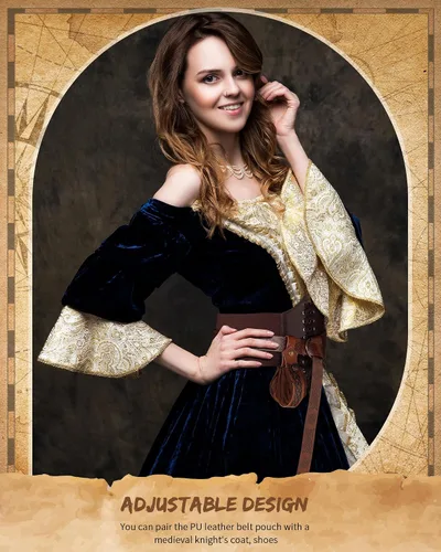 Vista 7 de Jiuguva Women's Renaissance Corset Waist Belt Medieval Viking Belt Medieval Leather Belt Pouch Ren Faire Costume Accessories