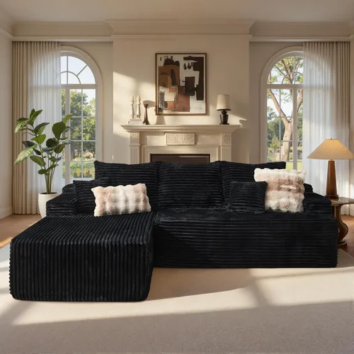 Vista 19 de ovios Sofá seccional Cloud de 96 pulgadas con chaise en forma de L, sofá modular moderno con asiento profundo, sofás tapizados para sala de estar