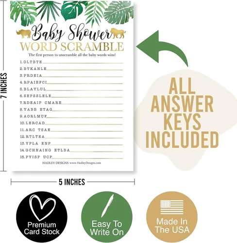 Vista 8 de 25 Safari Word Scramble para baby shower, 25 juegos verdaderos o falsos, 25 juegos de animales para bebés, 25 juegos de rimas para guardería, 4