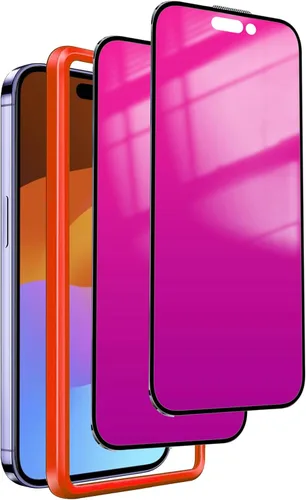 Vista 14 de Paquete de 2 protectores de pantalla de privacidad para iPhone 11 Pro Max/XS Max, vidrio templado antiespía, efecto espejo colorido degradado