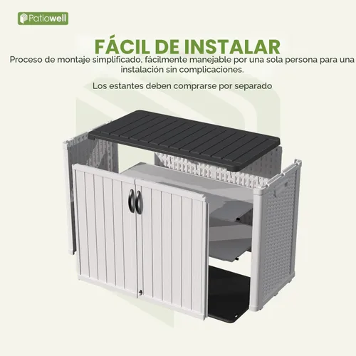 Vista 8 de Patiowell Armario de almacenamiento de plástico para exteriores de 26 pies cúbicos, cobertizo de almacenamiento horizontal impermeable
