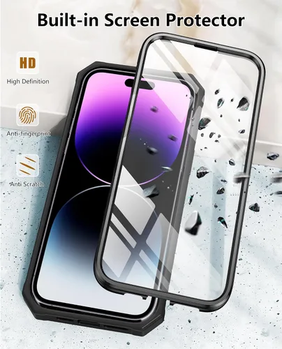 Vista 4 de para Funda iPhone 14 Pro Max: Cubierta de teléfono celular resistente de grado militar con patada y funda Protección contra golpes de TPU