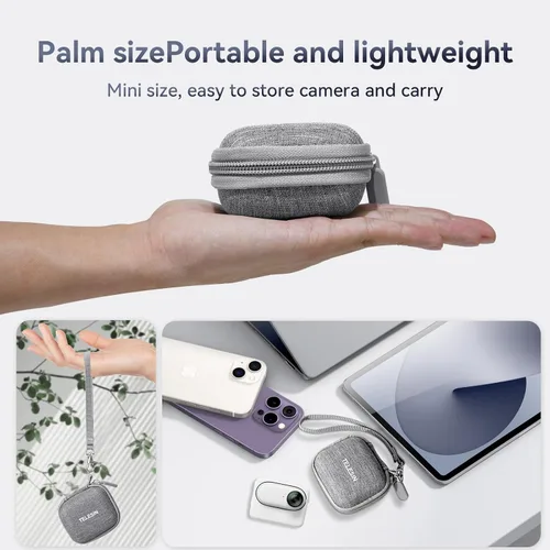 Vista 7 de TELESIN Funda pequeña mini para Insta360 GO3 Go2 DJI Osmo Action 4 Action 3 Camera, funda protectora de transporte también compatible con GOPRO Hero
