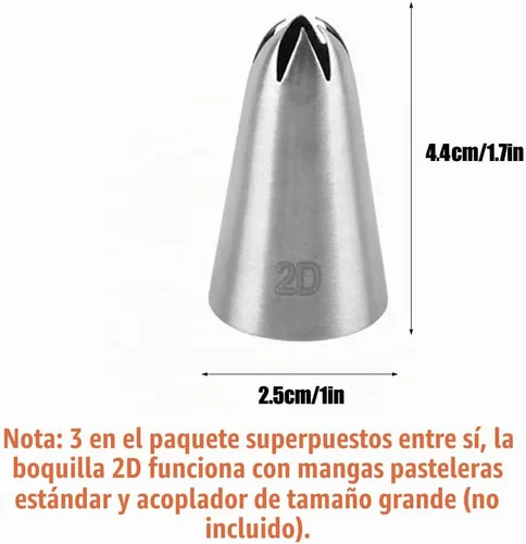 Vista 4 de Boquilla de glaseado 2D, boquilla de flores grandes en forma de gota, boquilla 2D para decoración de pasteles, estrella abierta, 3 piezas