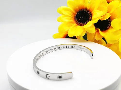 Vista 369 de Pulseras inspiradoras para mujer, joyería de acero inoxidable, con refranes, pulsera motivacional con mensaje oculto, pulseras grabadas para mejor