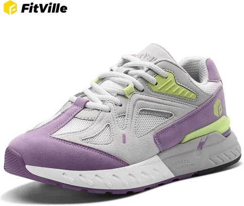 Vista 6 de FitVille Zapatos para caminar extra anchos para mujer, zapatos deportivos anchos para pies planos, fascitis plantar, alivio del dolor en el talón