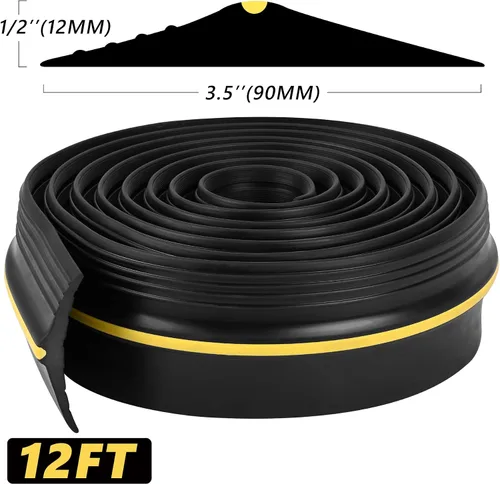 Vista 2 de MYFAMIREA Tira de sello de umbral inferior de puerta de garaje de 12 pies con adhesivo y sellador negro de 10.1 fl oz, sello universal de goma