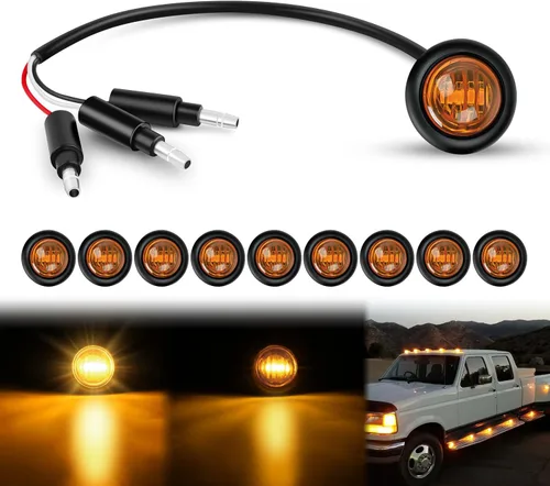 Vista 36 de Nilight Luz de marcador redonda de 3/4 pulgadas, 10 unidades, luz LED ámbar de separación, 2 conectores, indicadores laterales, luces de bala IP68